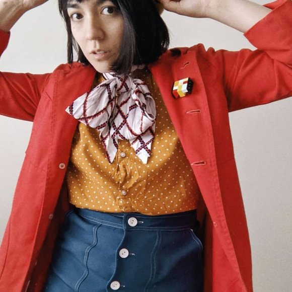 Blue Retro Mod Sans Souci Mini Skirt - Picture 6 of 7